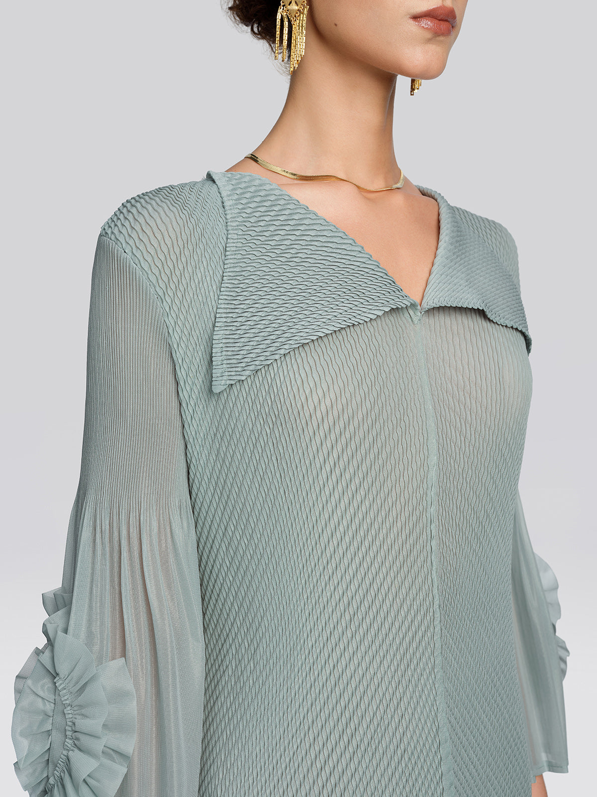 Pleated Diagonal Texture French Dress