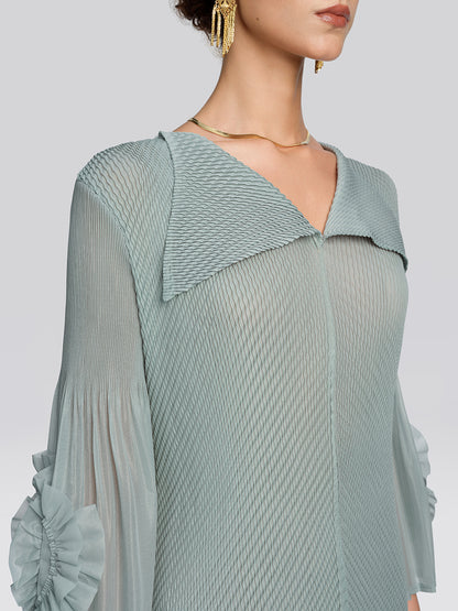 Pleated Diagonal Texture French Dress
