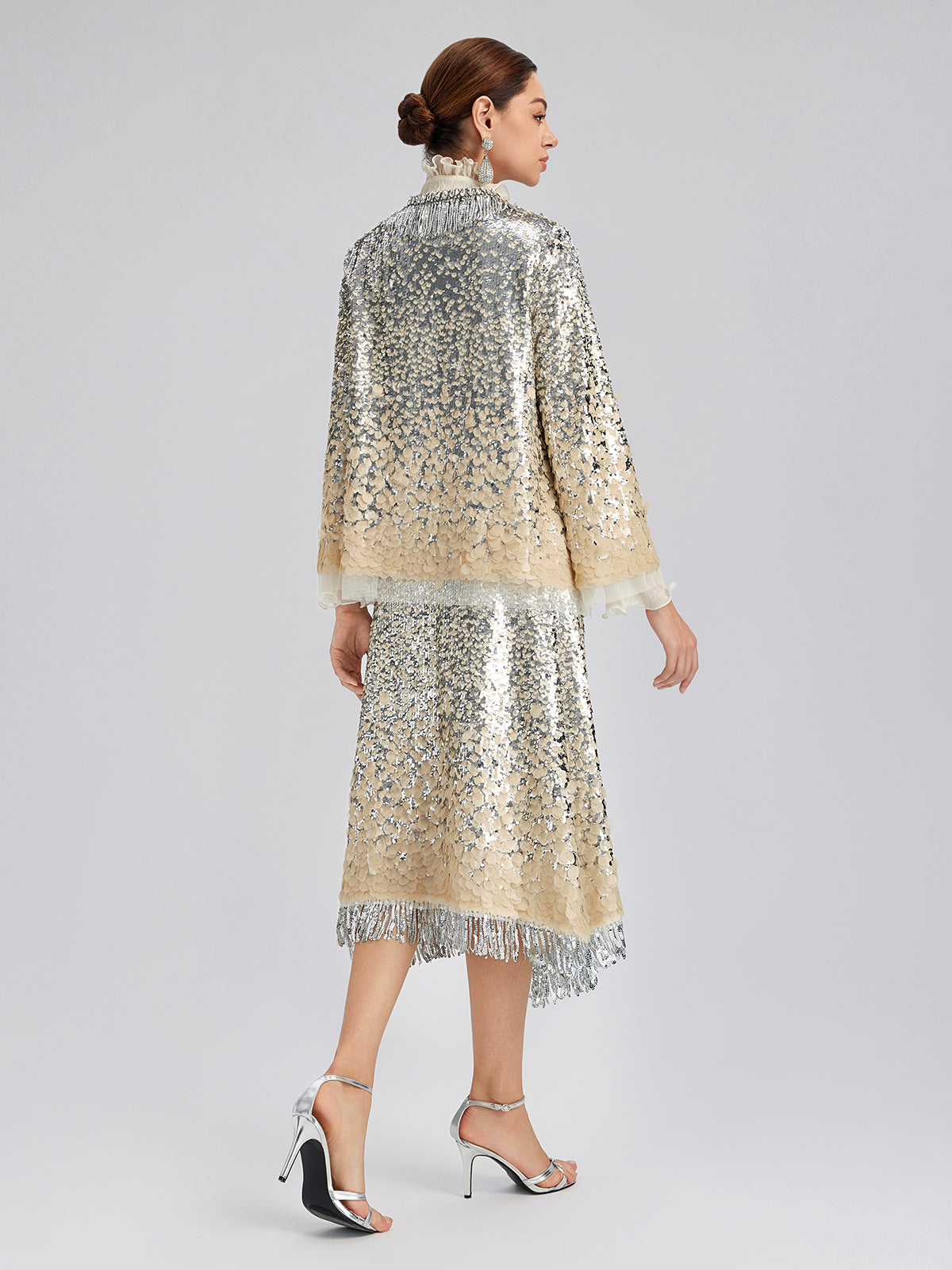 Luxurious Beaded Ombre Fringe Jacket