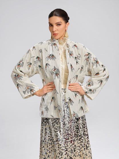 Elegant Velvet Embroidered Chinese Jacket