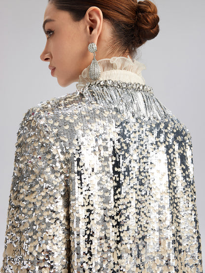 Luxurious Beaded Ombre Fringe Jacket