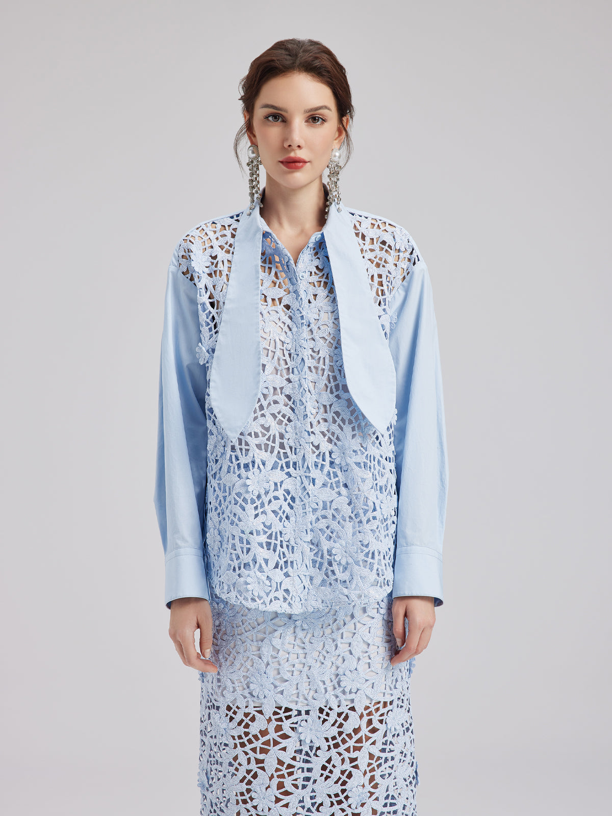Final Sale | Chic Commuter Sequin-Detail Blouse (Includes Inner Tank)