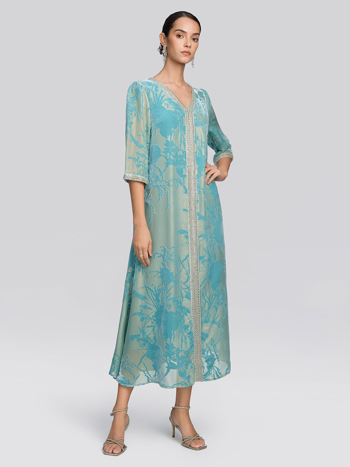 Silk Velvet Burnout Floral Dress