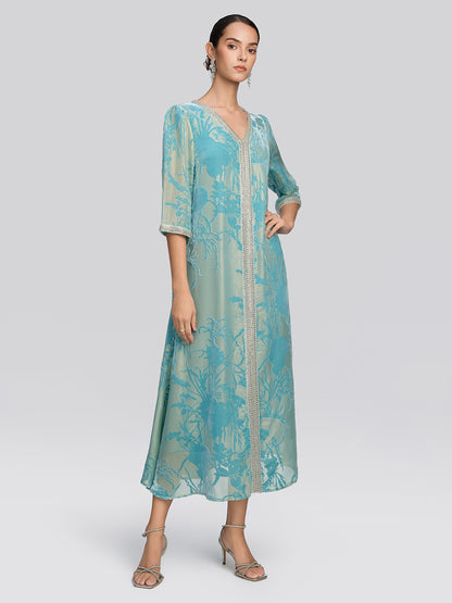 Silk Velvet Burnout Floral Dress