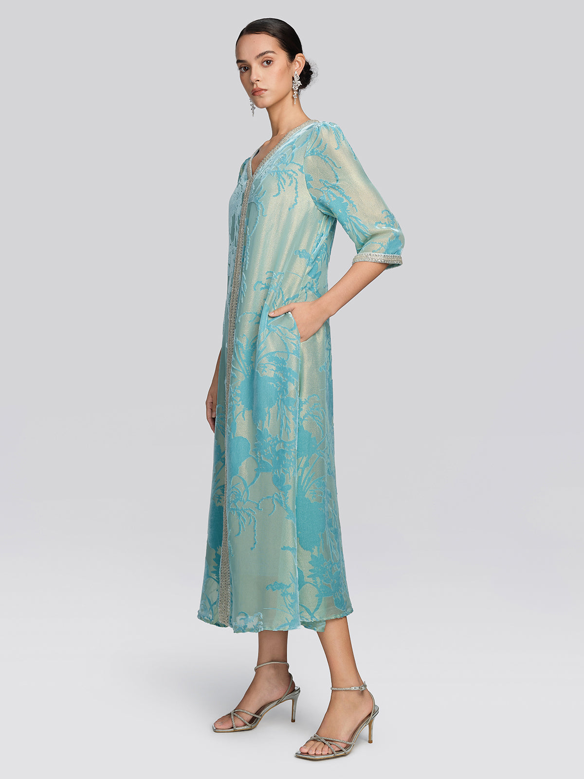 Silk Velvet Burnout Floral Dress