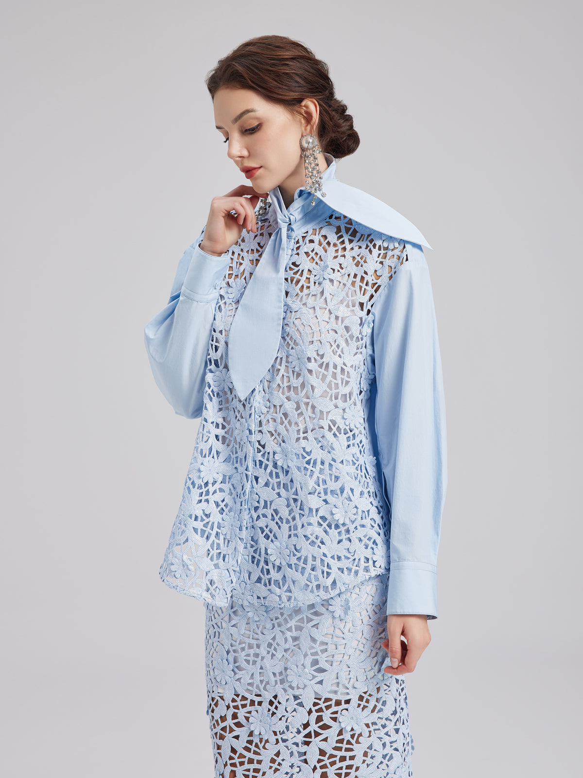 Final Sale | Chic Commuter Sequin-Detail Blouse (Includes Inner Tank)