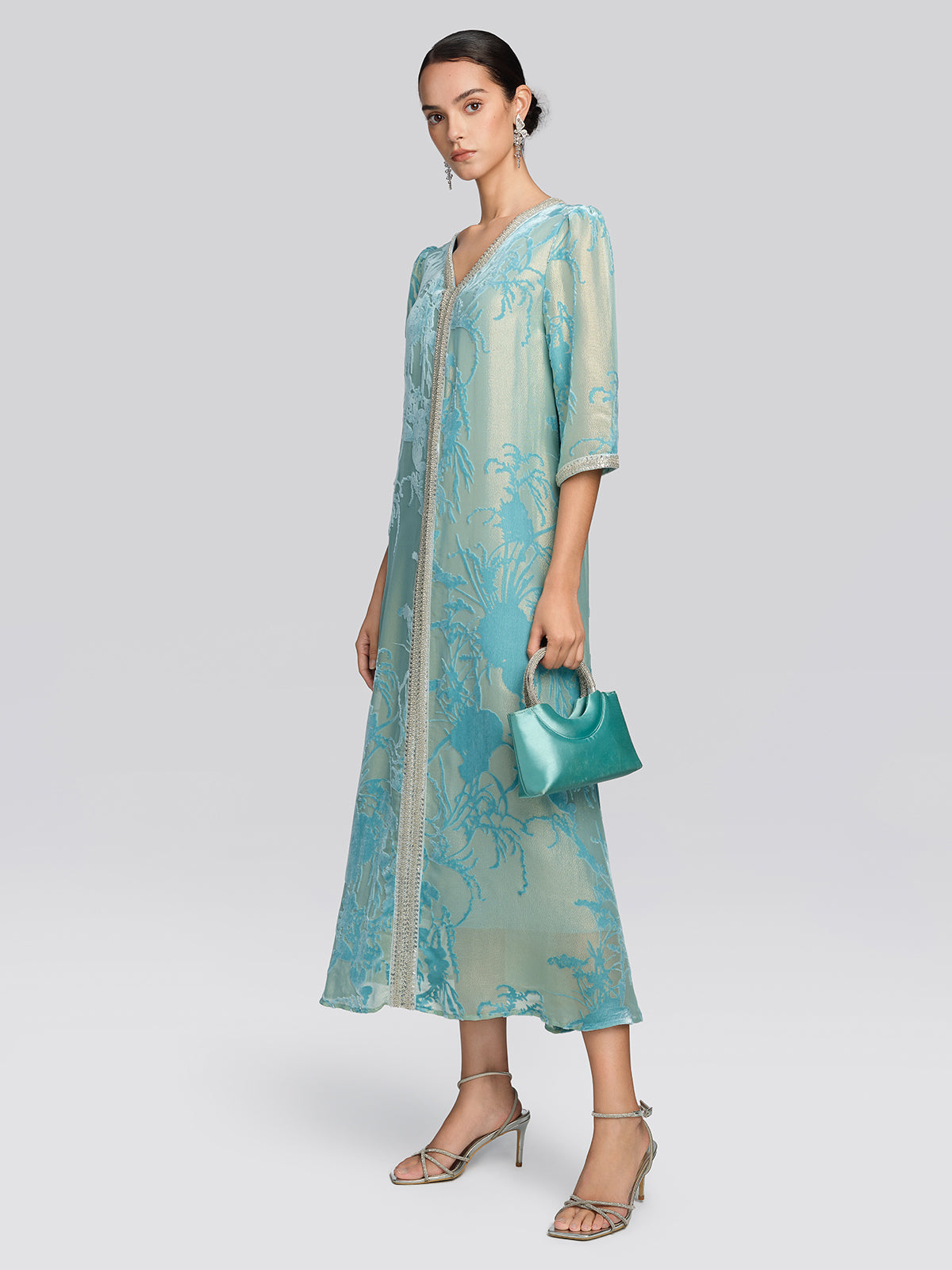 Silk Velvet Burnout Floral Dress