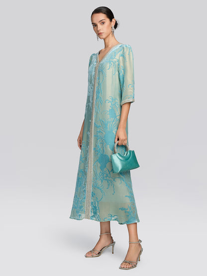 Silk Velvet Burnout Floral Dress