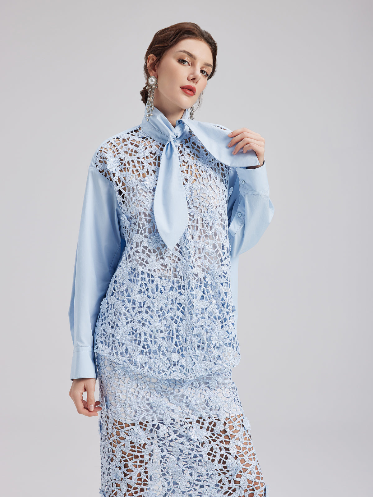 Final Sale | Chic Commuter Sequin-Detail Blouse (Includes Inner Tank)