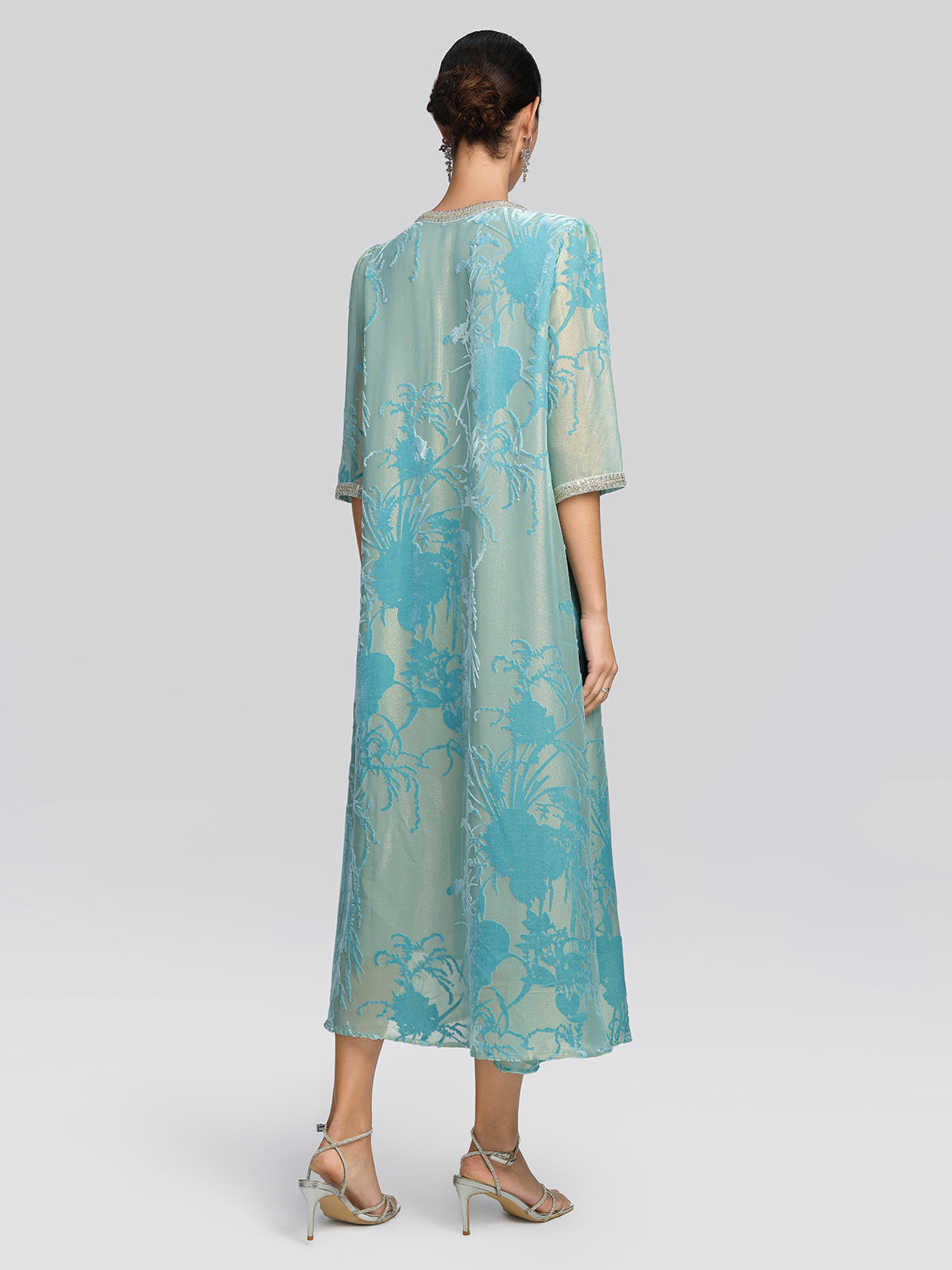 Silk Velvet Burnout Floral Dress