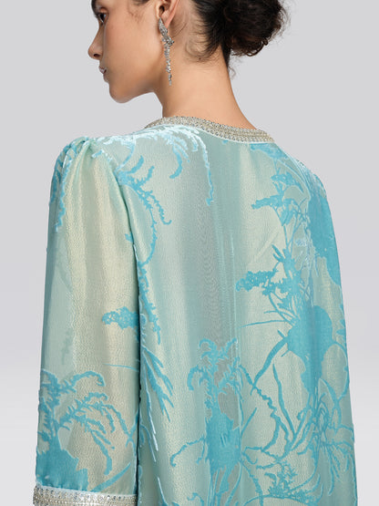 Silk Velvet Burnout Floral Dress