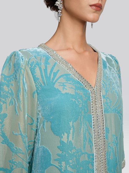 Silk Velvet Burnout Floral Dress