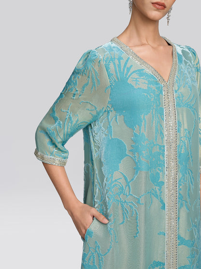 Silk Velvet Burnout Floral Dress