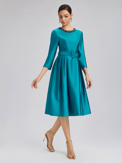 Silk-Wool Hand-Beaded Dress (Belt Included)