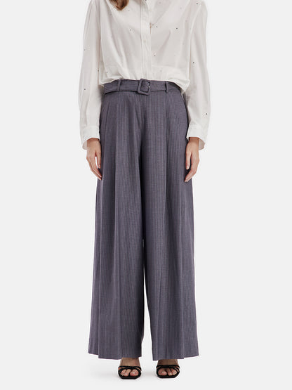 Classic High-Waisted Pleated Wide-Leg Pants