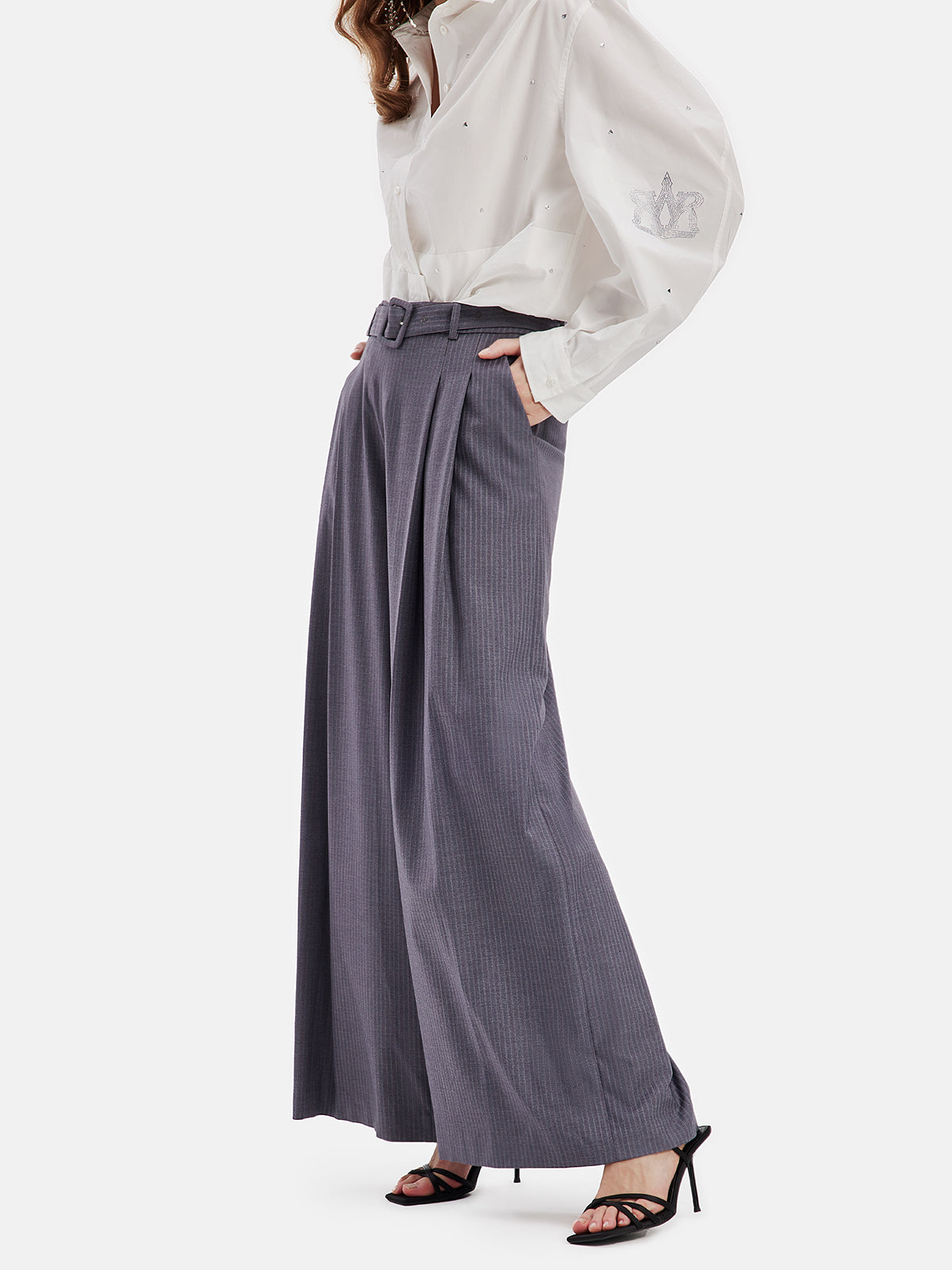 Classic High-Waisted Pleated Wide-Leg Pants