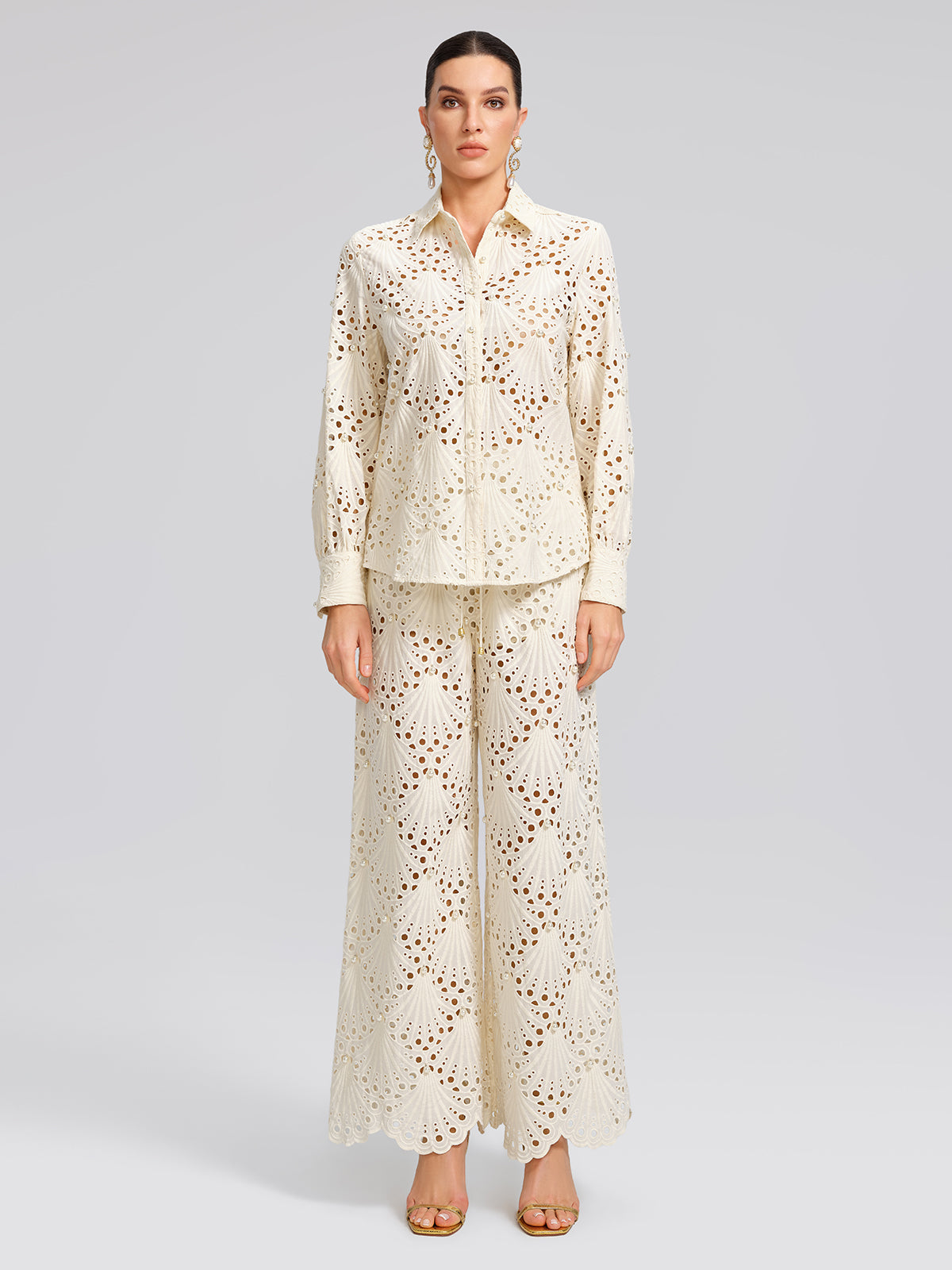 100% Cotton Burnout Pearl Elasticated Waist Trousers