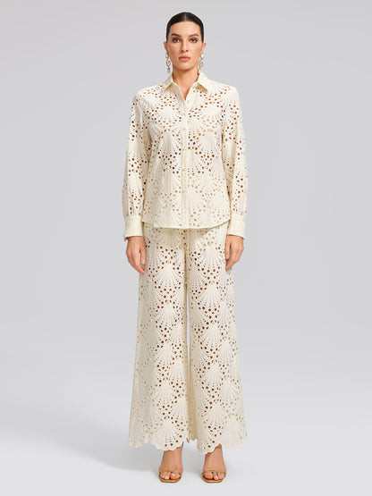 100% Cotton Burnout Pearl Elasticated Waist Trousers