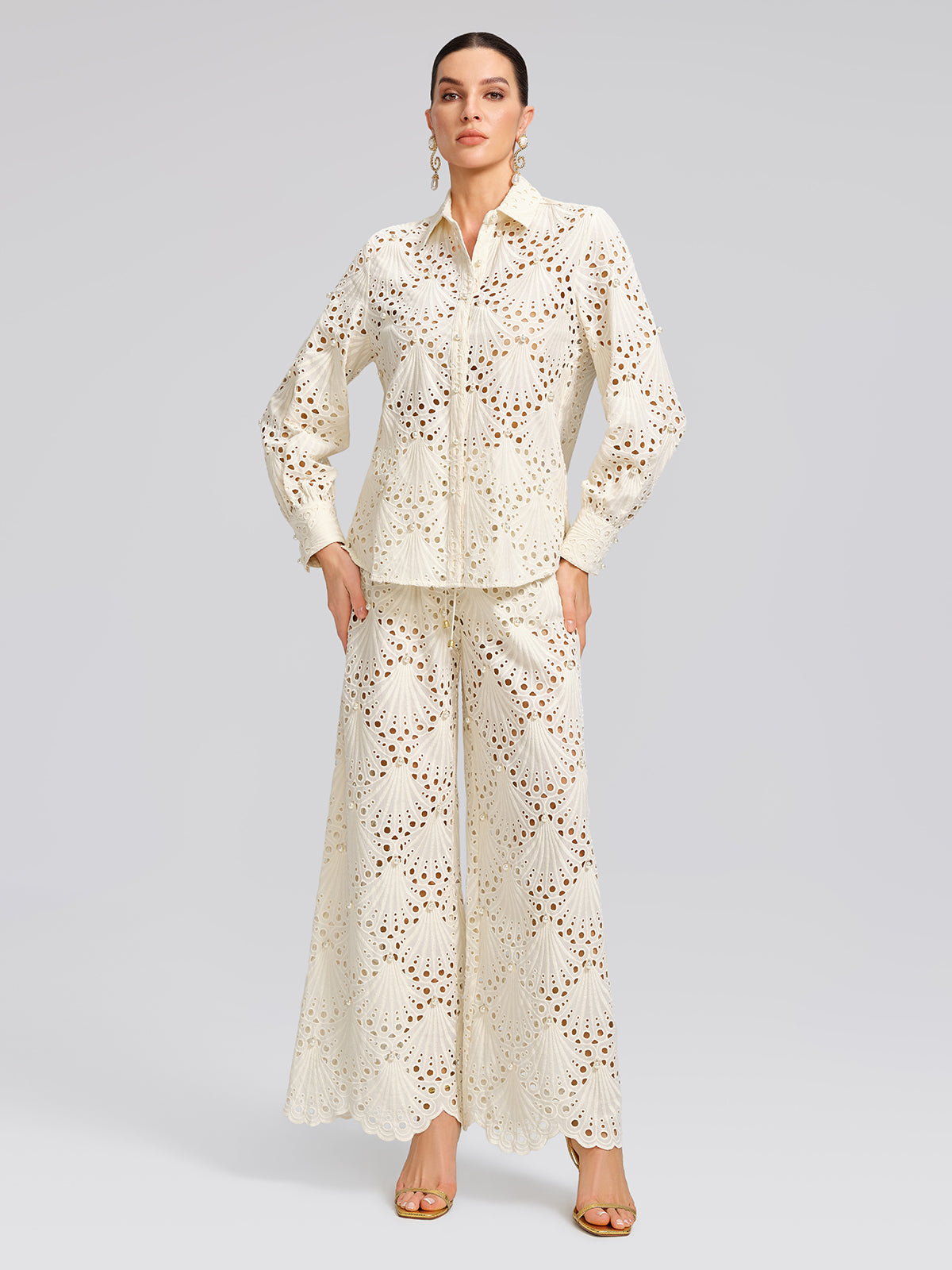 100% Cotton Burnout Pearl Elasticated Waist Trousers