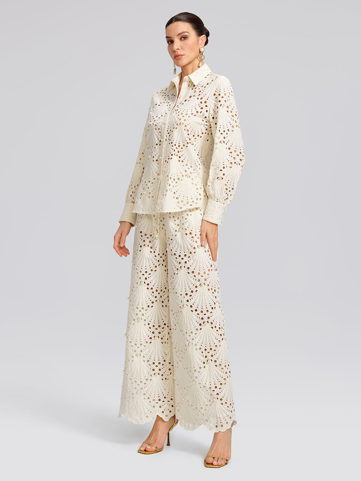 100% Cotton Burnout Pearl Elasticated Waist Trousers