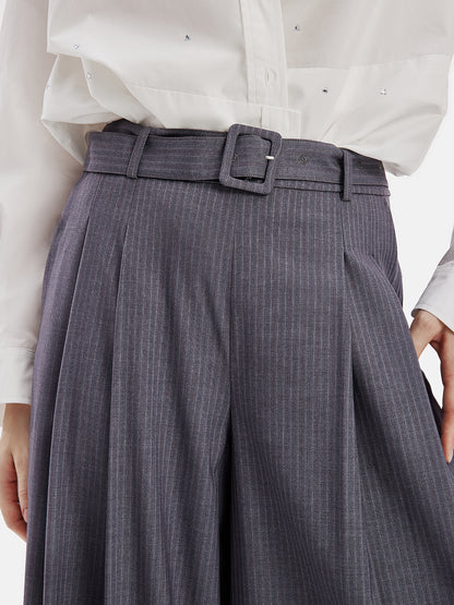 Classic High-Waisted Pleated Wide-Leg Pants