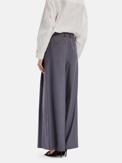 Classic High-Waisted Pleated Wide-Leg Pants