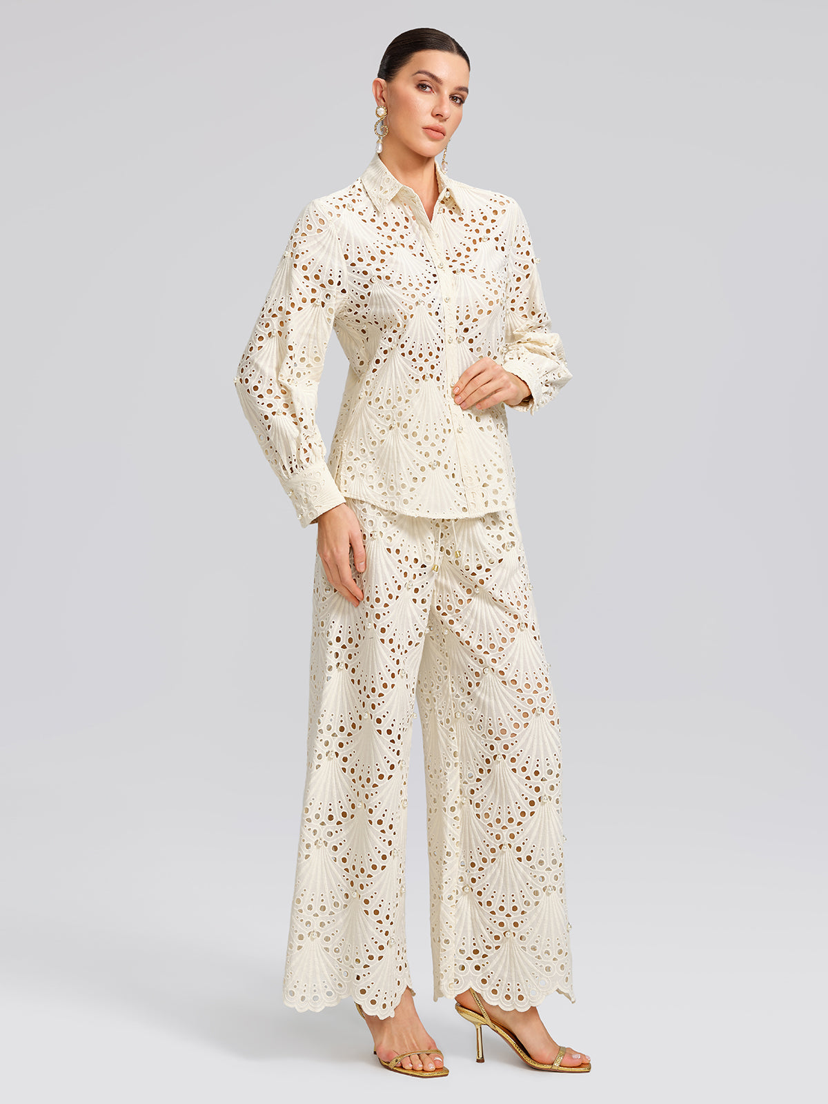 100% Cotton Burnout Pearl Elasticated Waist Trousers