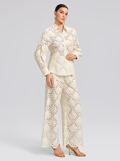 100% Cotton Burnout Pearl Elasticated Waist Trousers