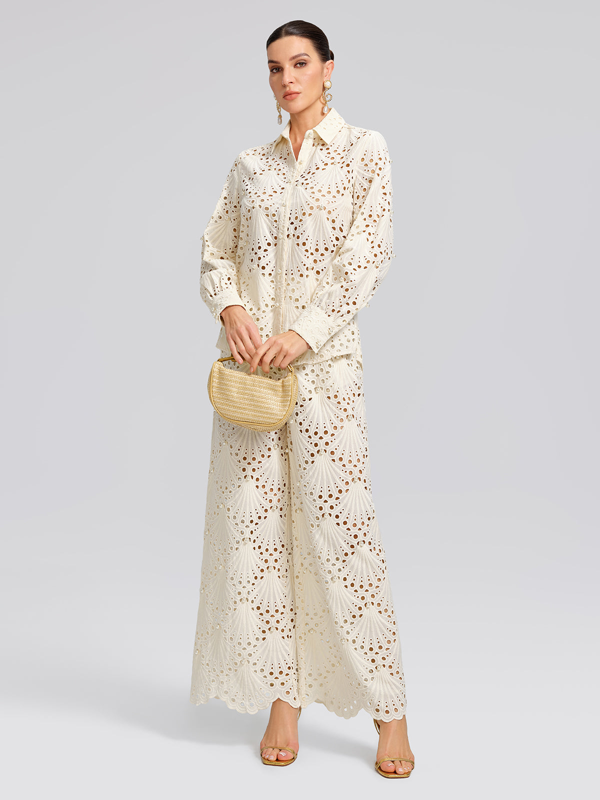 100% Cotton Burnout Pearl Elasticated Waist Trousers