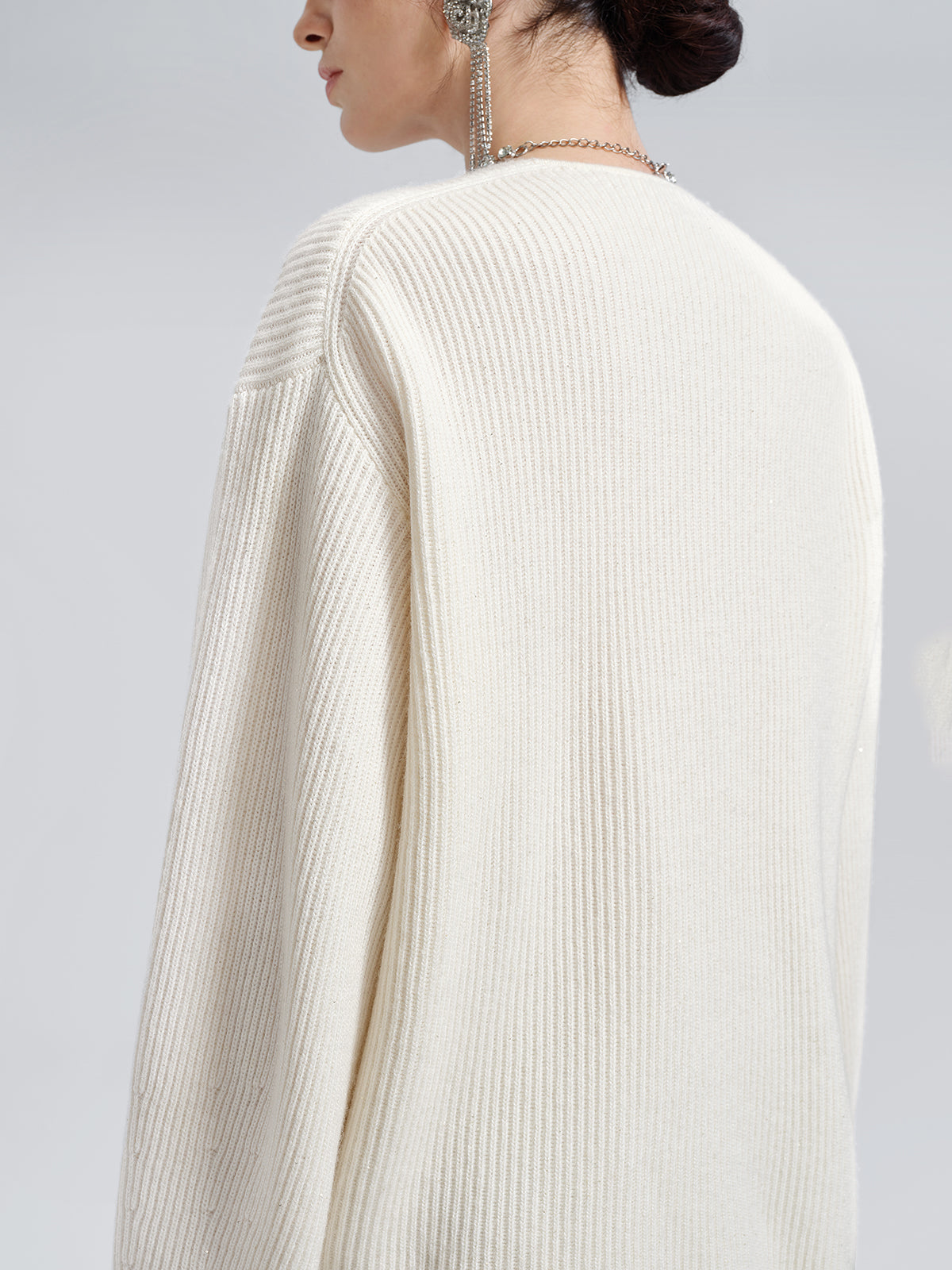 Asymmetric Hand-Beaded Crystal Sweater