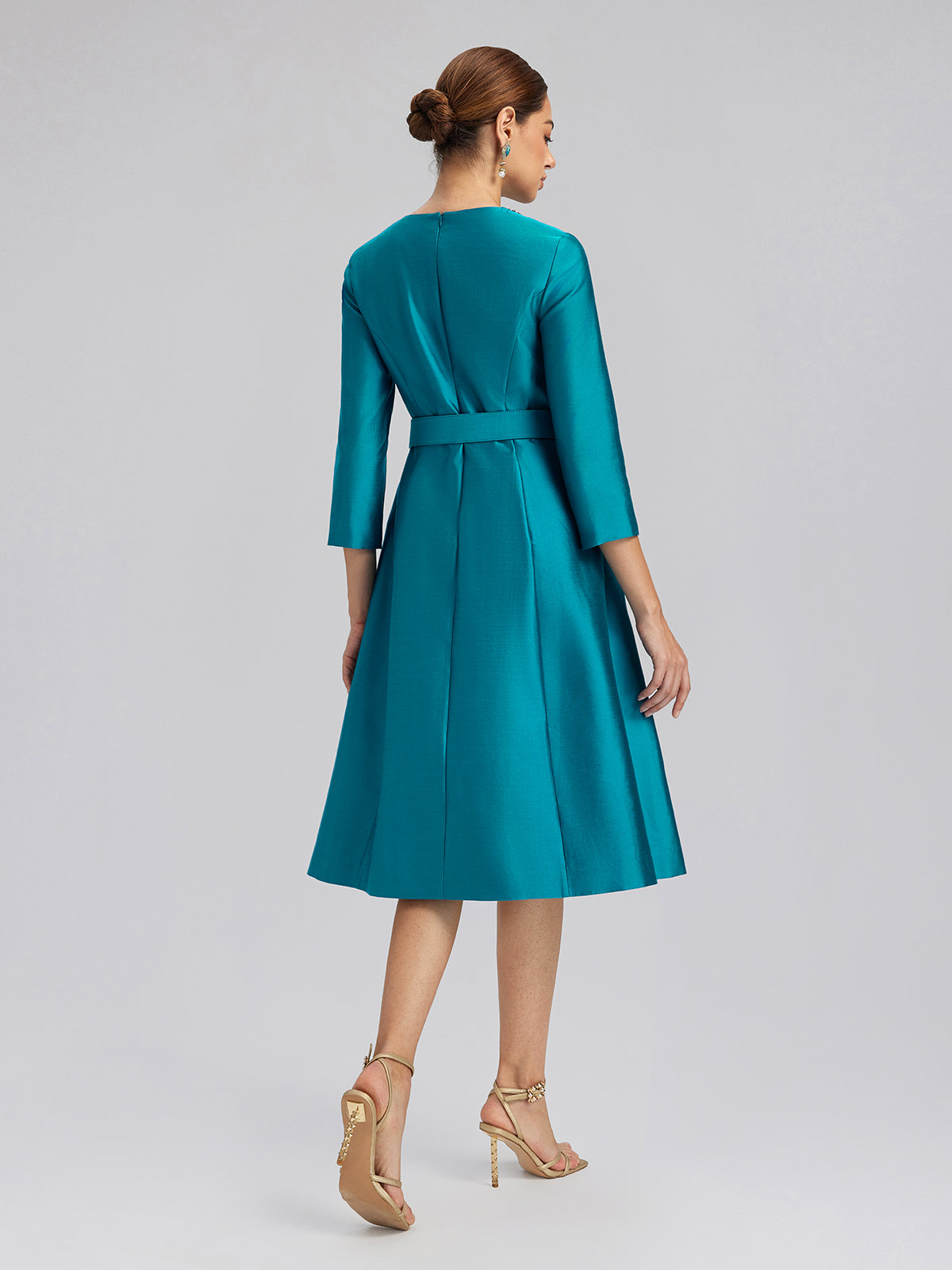 Silk-Wool Hand-Beaded Dress (Belt Included)