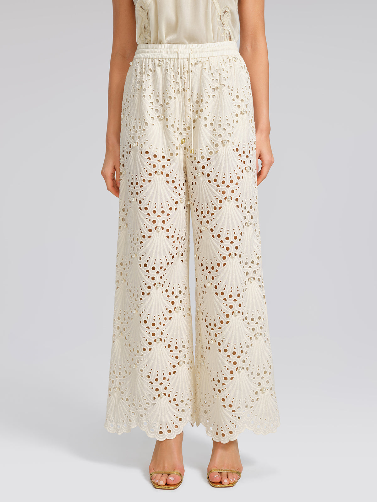 100% Cotton Burnout Pearl Elasticated Waist Trousers