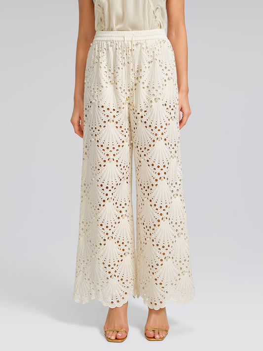 100% Cotton Burnout Pearl Elasticated Waist Trousers