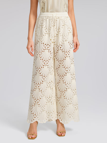 100% Cotton Burnout Pearl Elasticated Waist Trousers