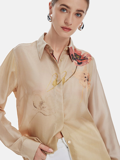 New Chinese Printed Silk Shirt