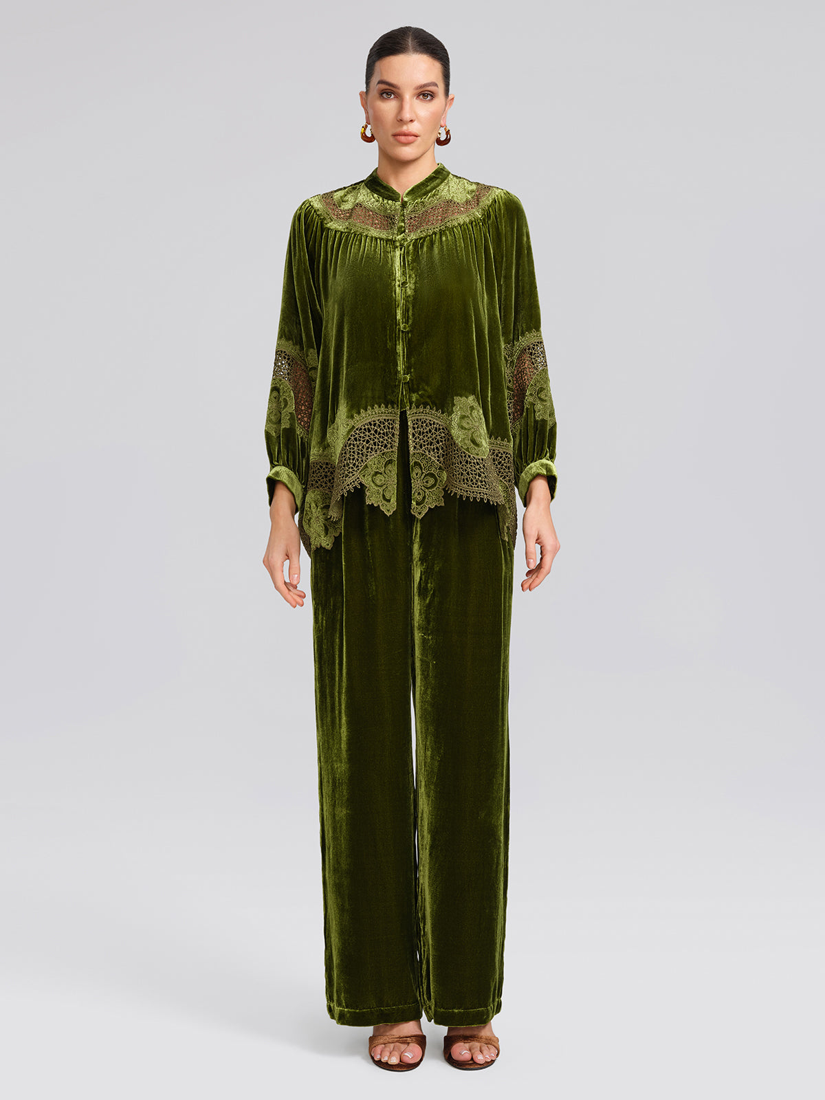 H-line Cutout Silk Velvet Top