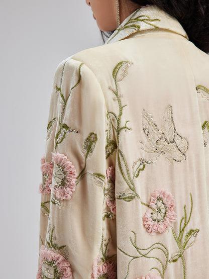 Limited Edition Silk Velvet Flower Coat