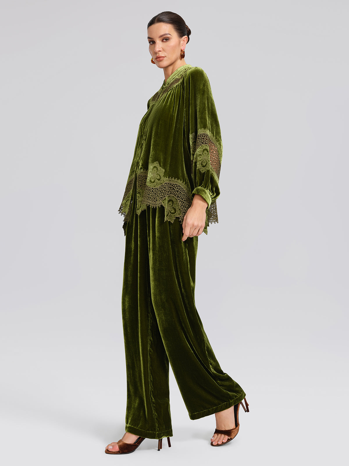 H-line Cutout Silk Velvet Top