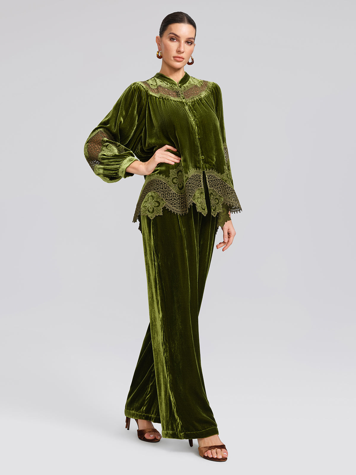 H-line Cutout Silk Velvet Top