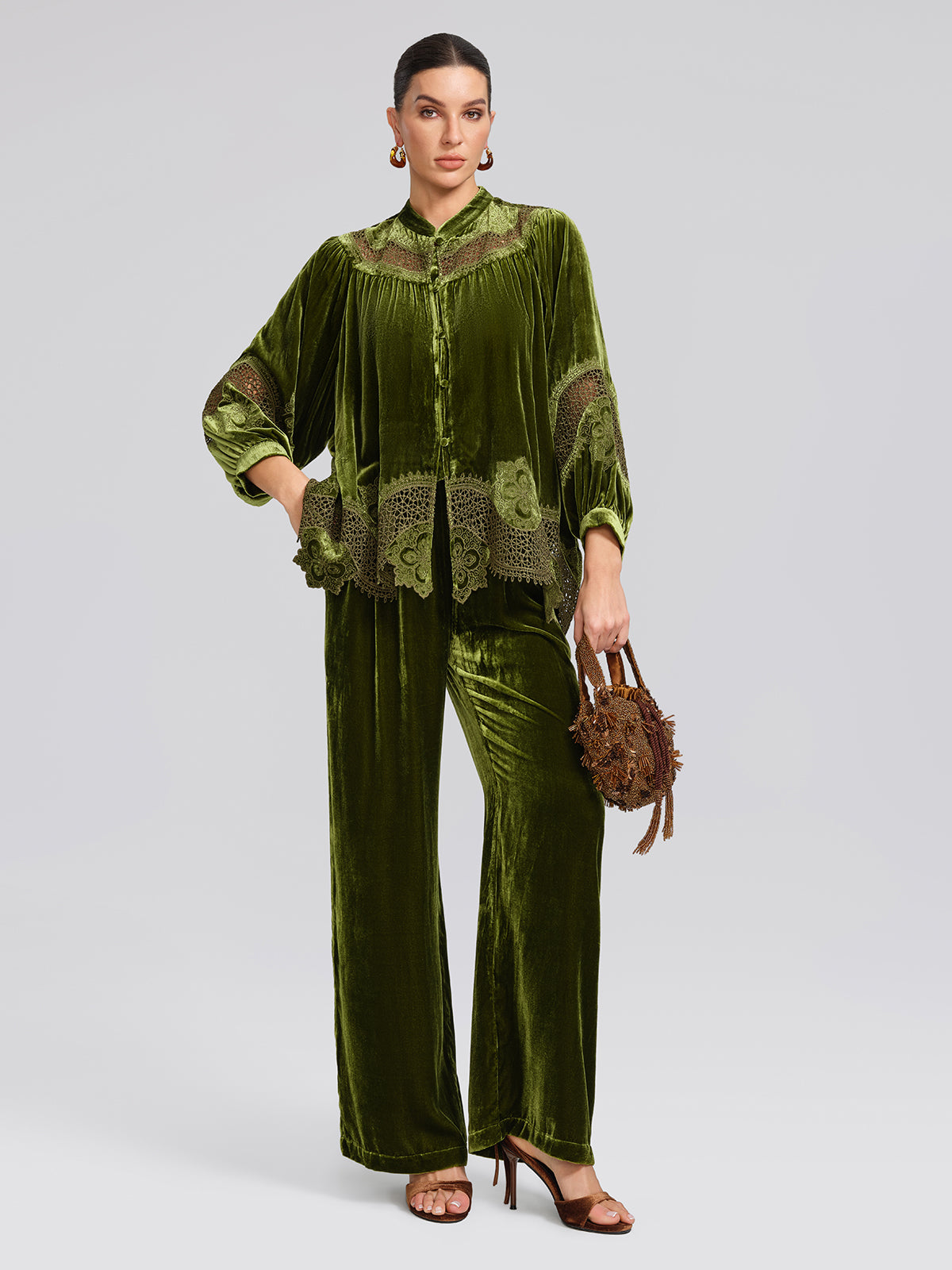 H-line Cutout Silk Velvet Top