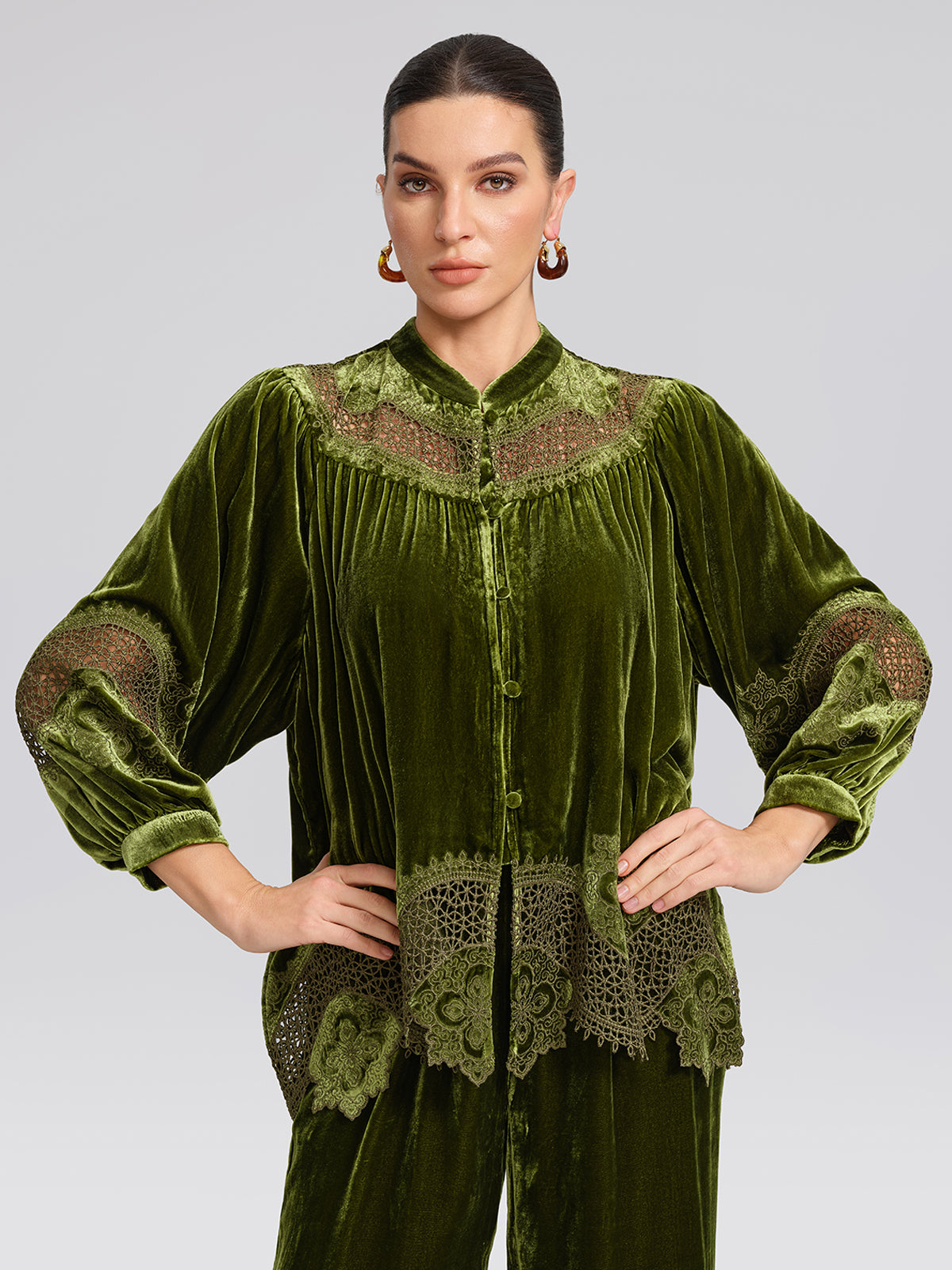 H-line Cutout Silk Velvet Top