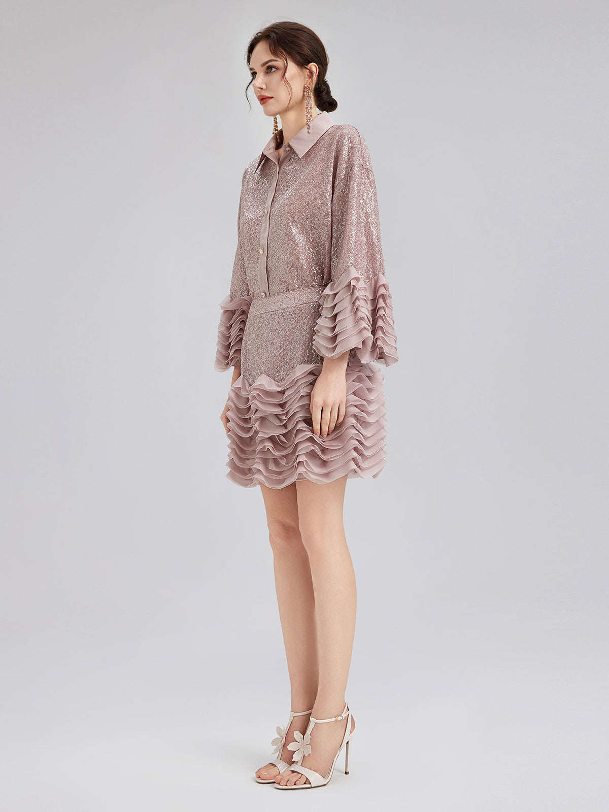 Final Sale | Luxe Ruffled Sequin Pleated Mini Skirt