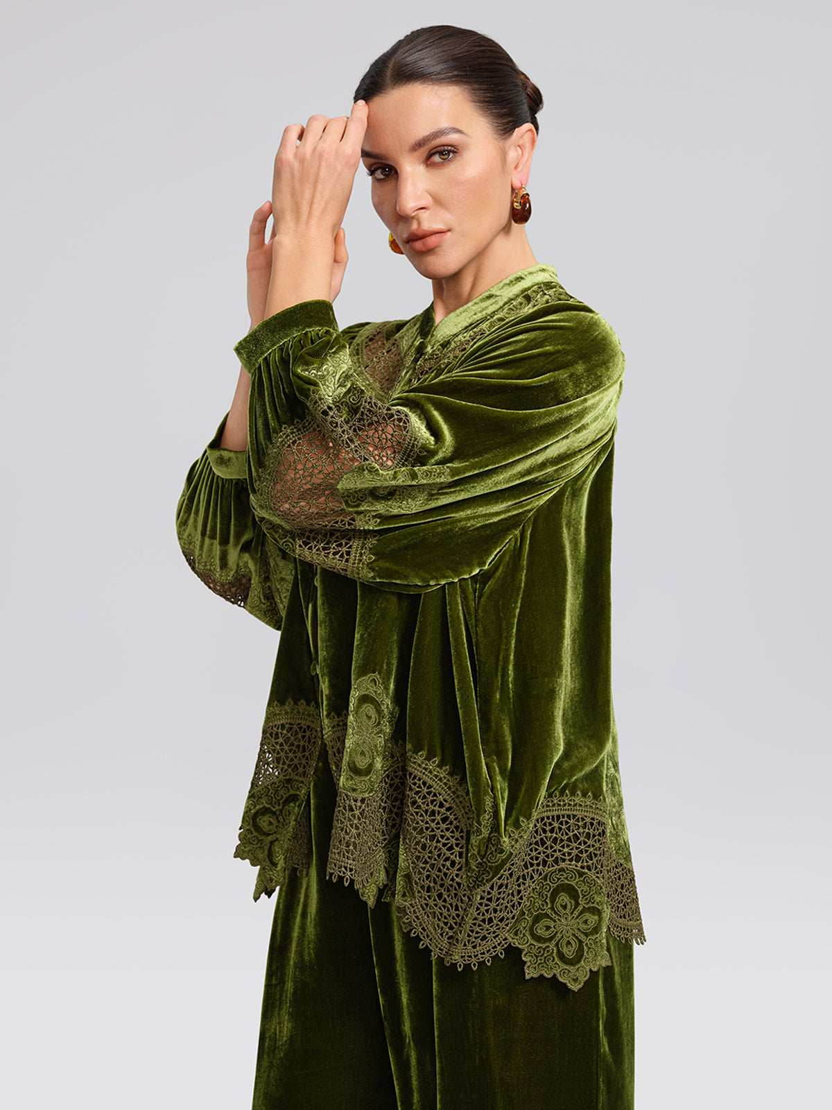 H-line Cutout Silk Velvet Top