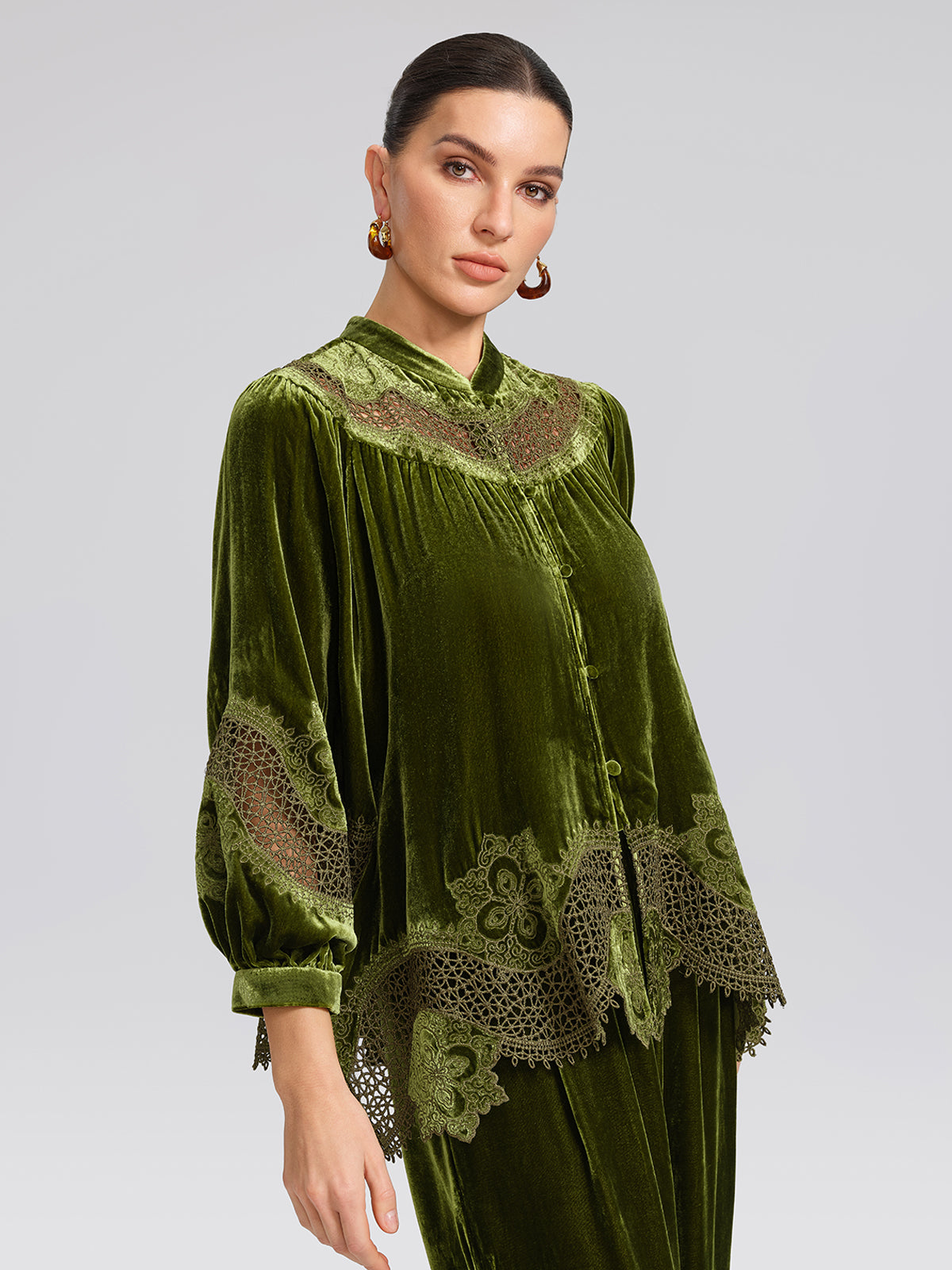 H-line Cutout Silk Velvet Top