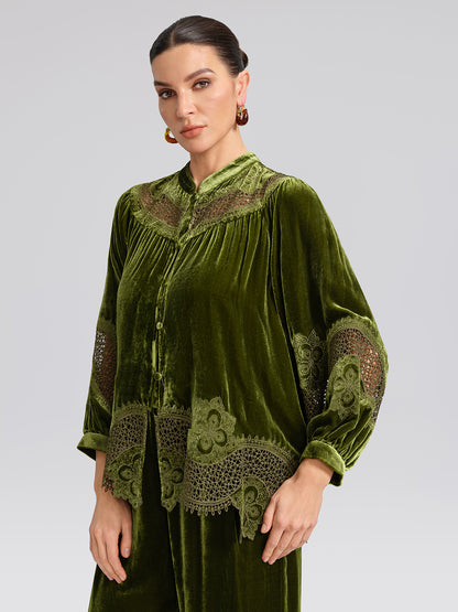 H-line Cutout Silk Velvet Top