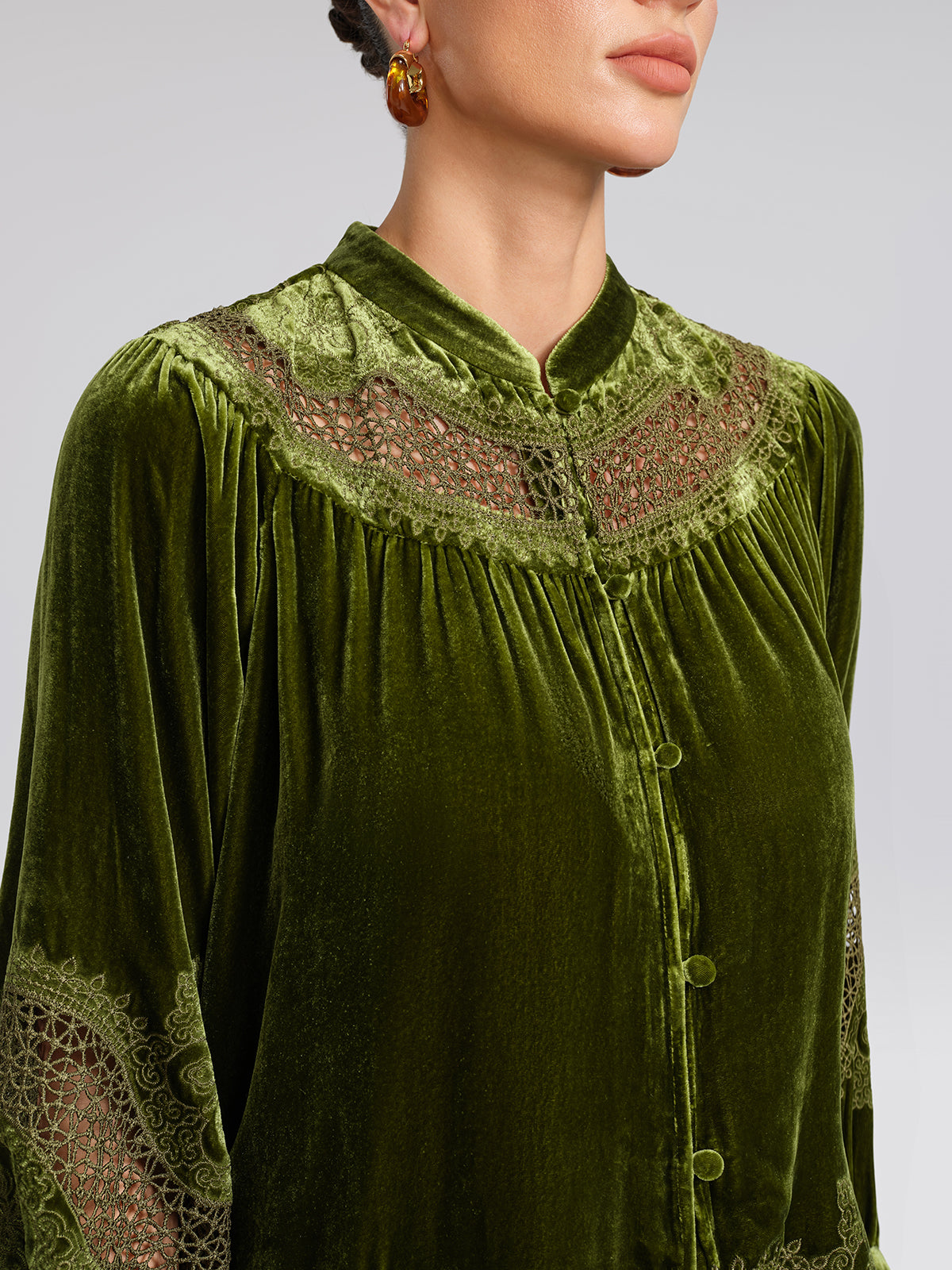 H-line Cutout Silk Velvet Top