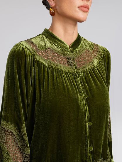 H-line Cutout Silk Velvet Top
