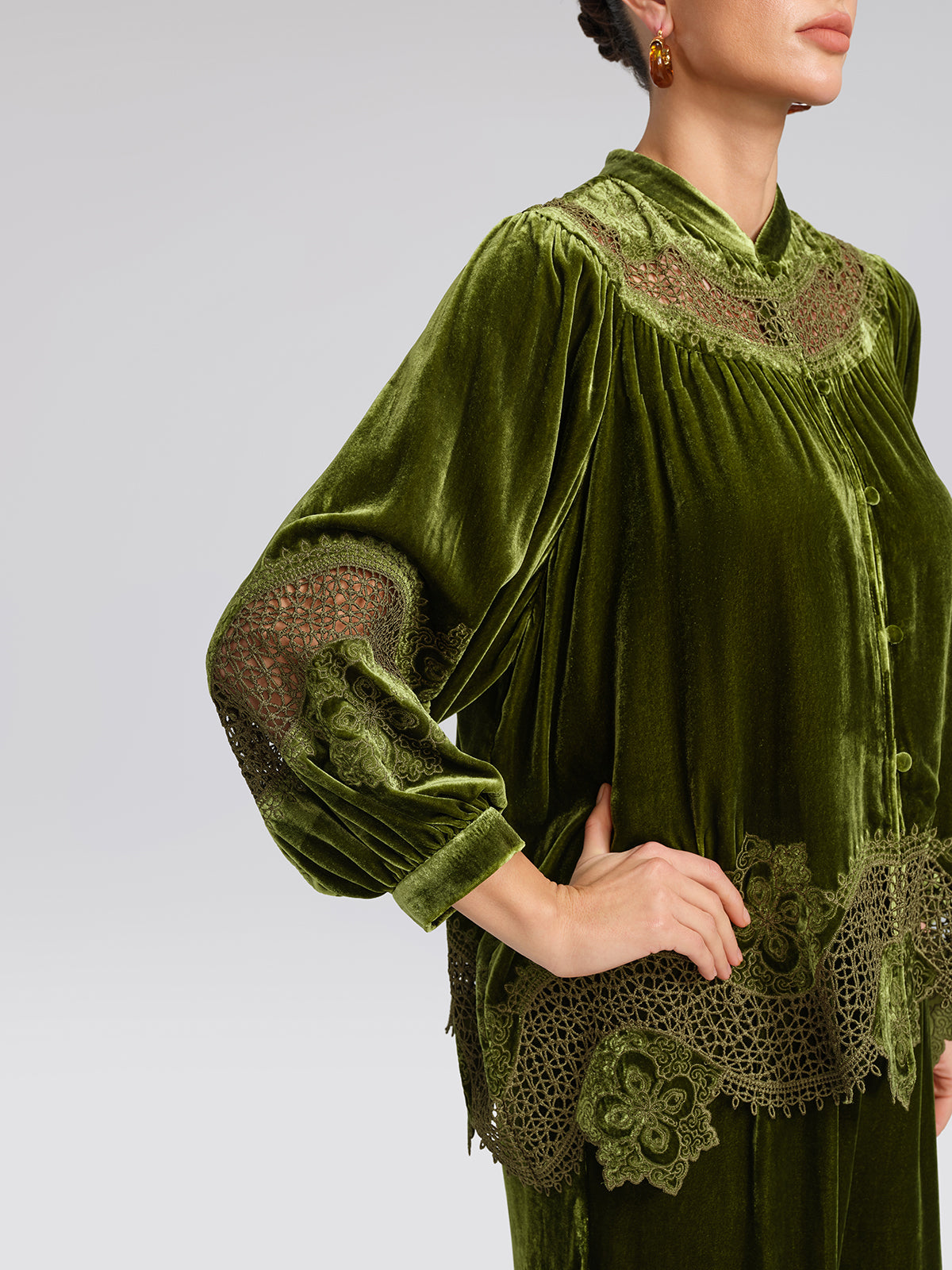 H-line Cutout Silk Velvet Top