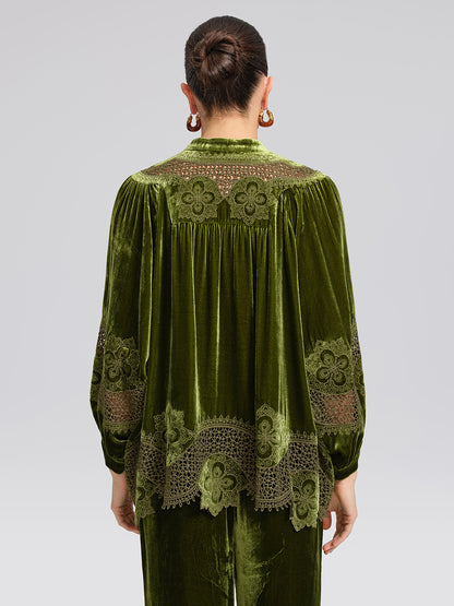 H-line Cutout Silk Velvet Top