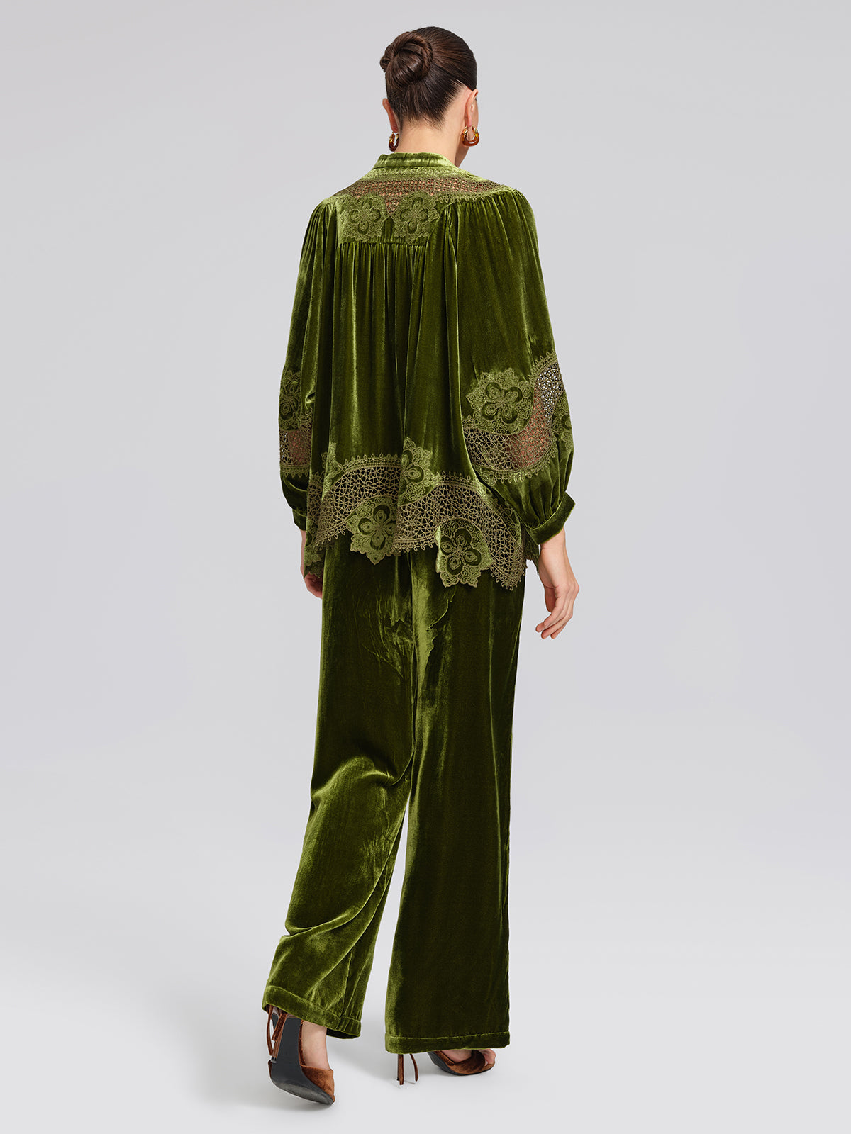 H-line Cutout Silk Velvet Top